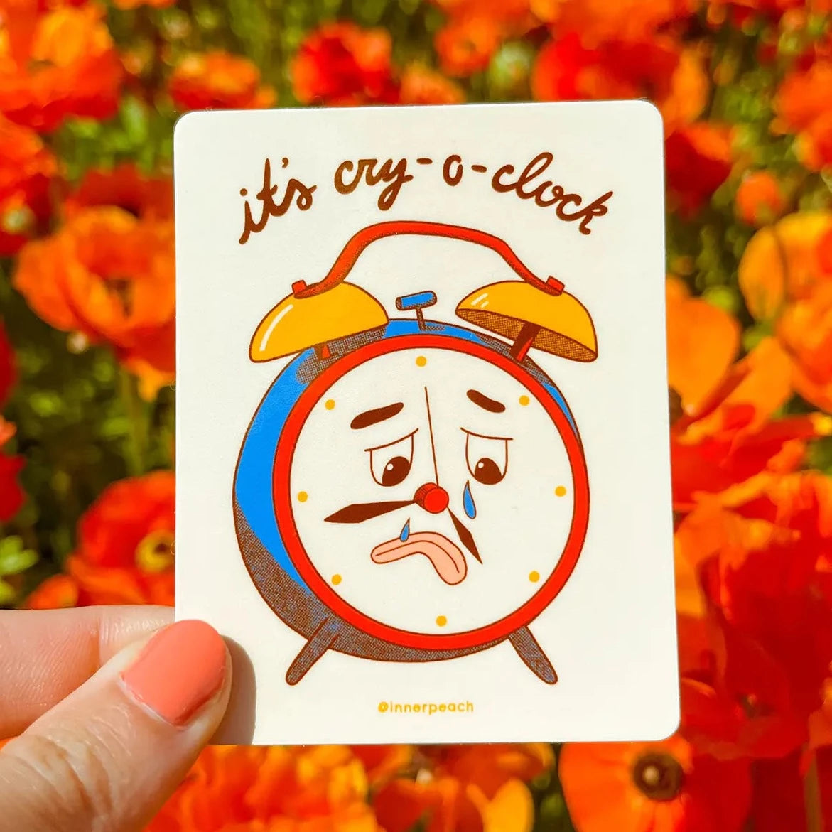 Inner Peach Design Cry-O-Clock Sticker | Prelude and Dawn Los Angeles, CA