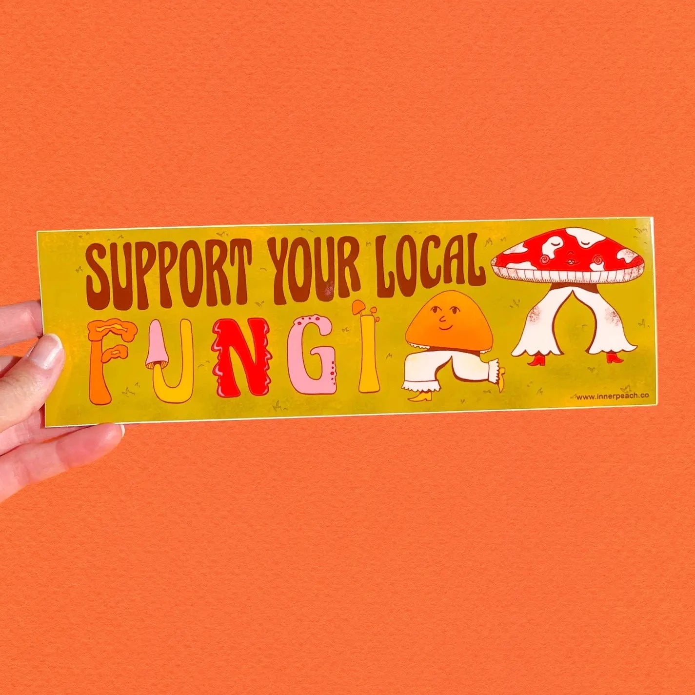 Inner Peach Fungi Bumper Sticker | Prelude and Dawn | Los Angeles, CA