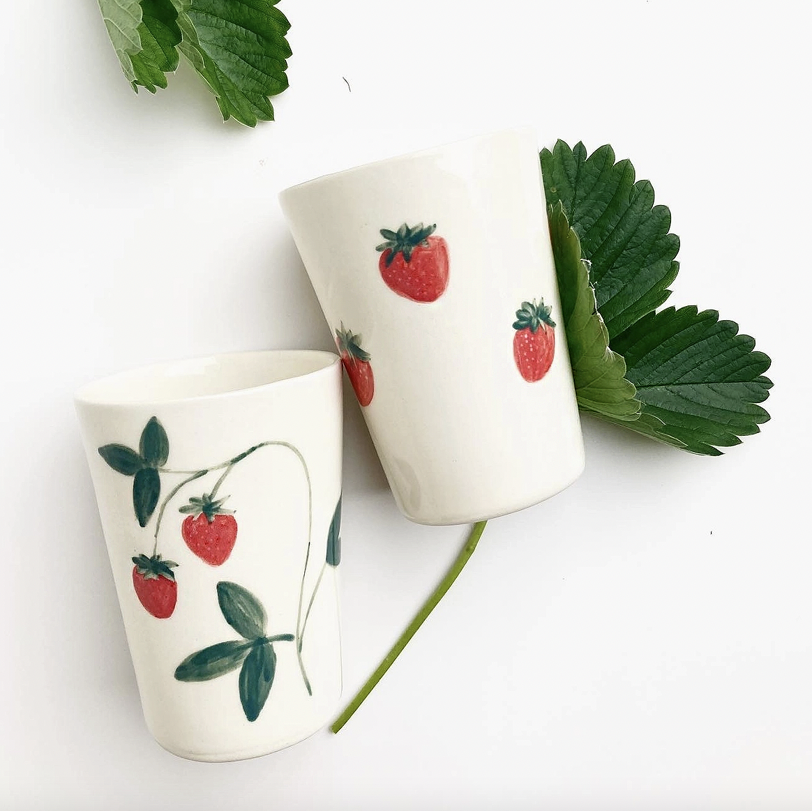 Alicja Ceramics | Hand Painted Strawberry Ceramic Cups | Prelude & Dawn Los Angeles