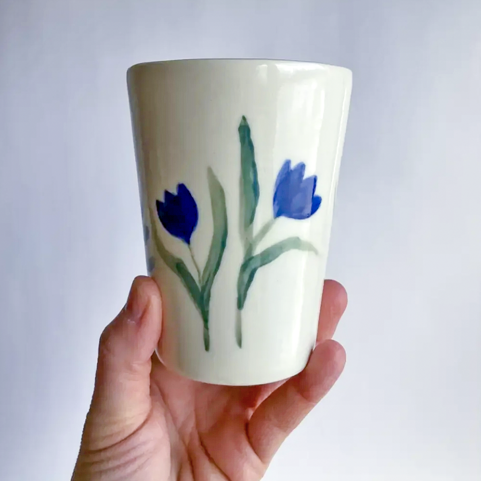 Alicja Ceramics Botanical Ceramic Cup with Tulips | Prelude and Dawn | Los Angeles, CA