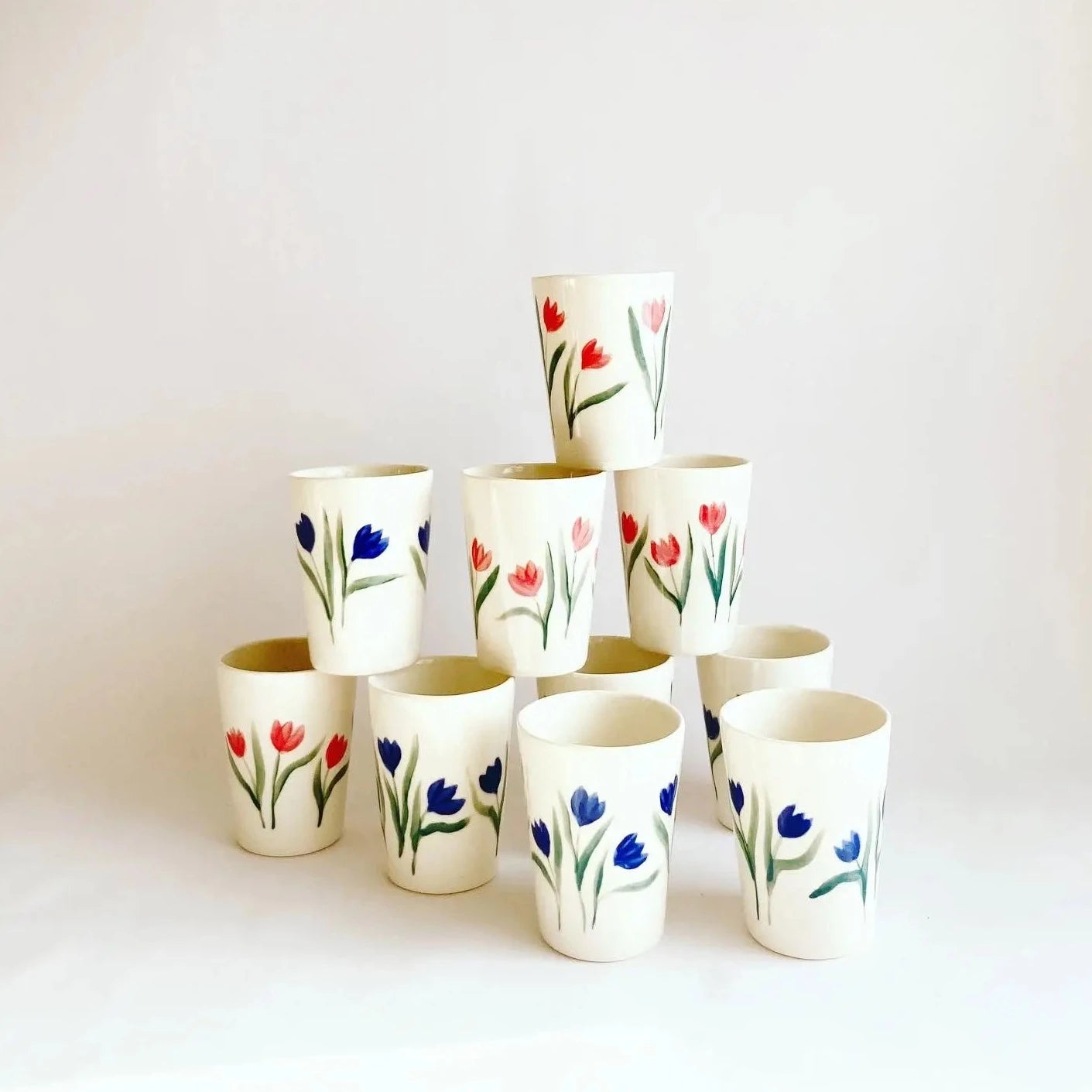 Alicja Ceramics Botanical Ceramic Cup with Tulips | Prelude and Dawn | Los Angeles, CA