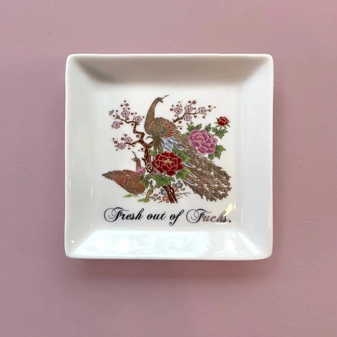 Dirty Lola "Fresh Out of Fucks" - Peacock Trinket Tray | Prelude and Dawn Los Angeles, CA