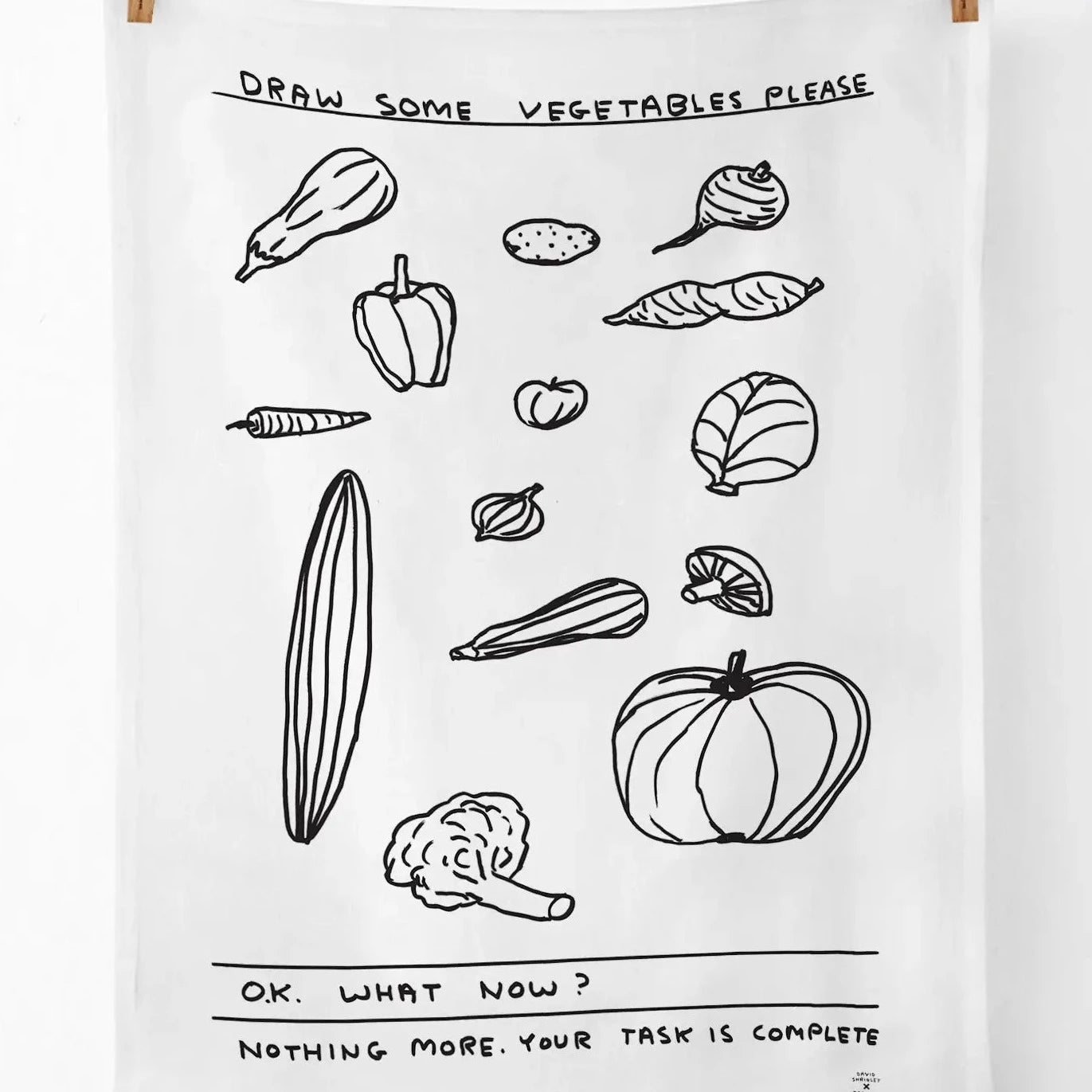 David Shrigley x Brainbox Candy Funny Draw Some Vegetable Tea Towel | Prelude and Dawn | Los Angeles, CA
