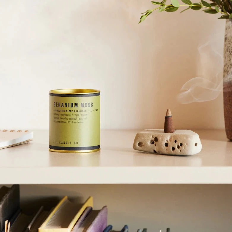 PF Candle Co Geranium Moss– Incense Cones| Prelude and Dawn Los Angeles, CA