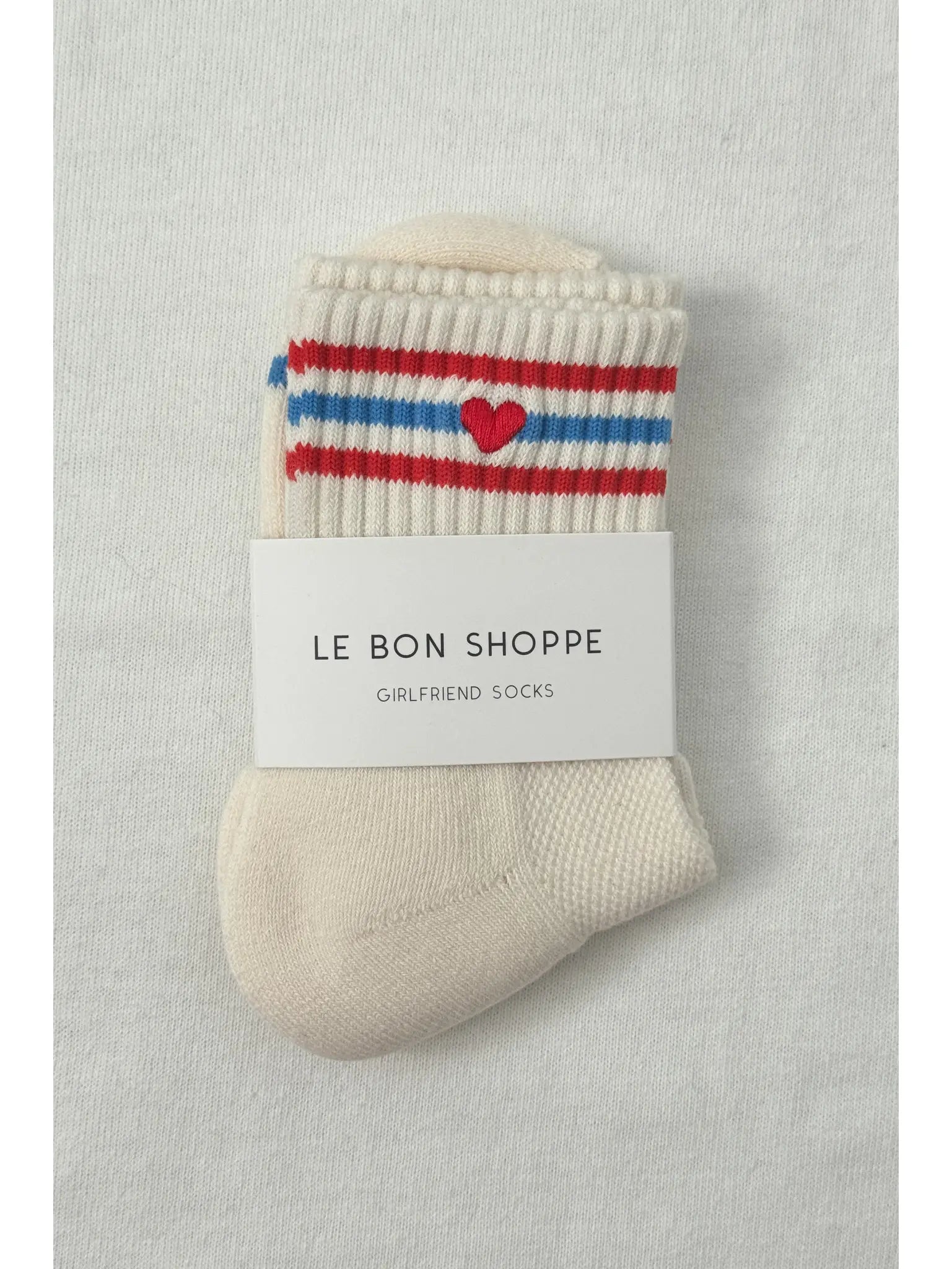 Le Bon Shoppe Embroidered Girlfriend Socks - Leche + Heart | Prelude & Dawn | Los Angeles