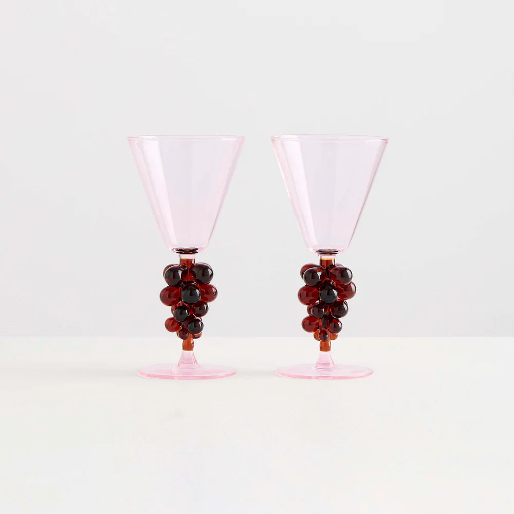 Maison Balzac 2 BORDEAUX WINE GLASSES (In-Store Pick Up Only) - PINK & AMBER | Prelude & Dawn | Los Angeles