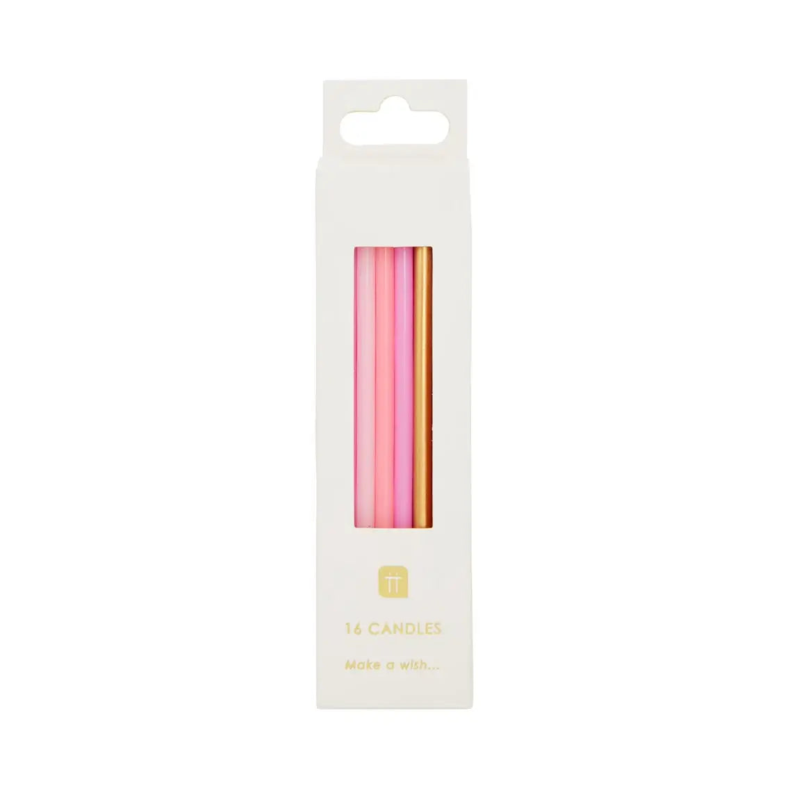 Talking Tables | Rose Pink & Gold Birthday Candles - 16 Pack | Prelude and Dawn | Los Angeles, CA