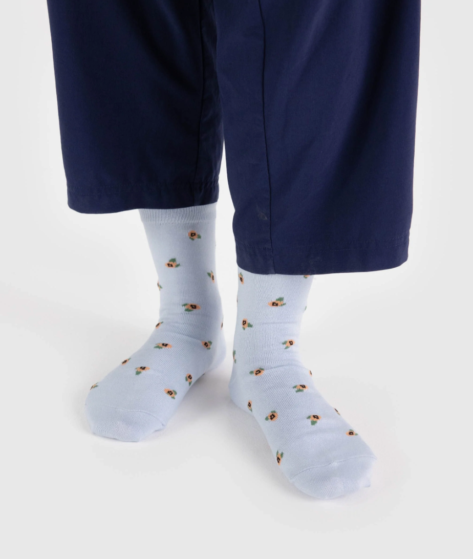 Baggu Crew Sock - Blue Rosette | Prelude & Dawn | Los Angeles