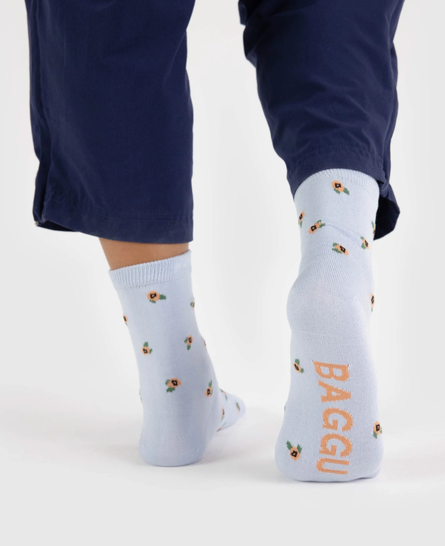 Baggu Crew Sock - Blue Rosette | Prelude & Dawn | Los Angeles