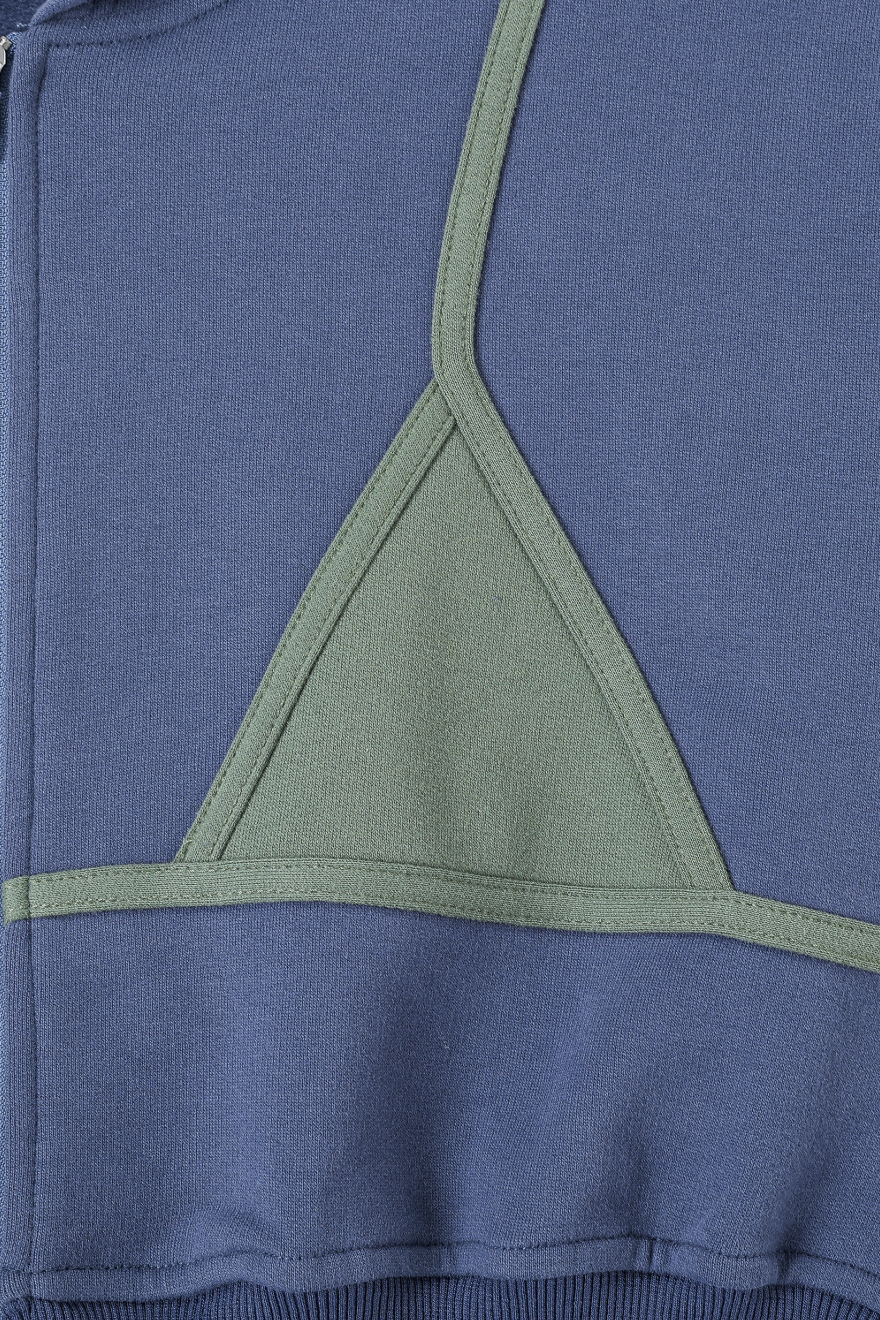 Bikini Bod Zip-up Sweatshirt in Blue/Green