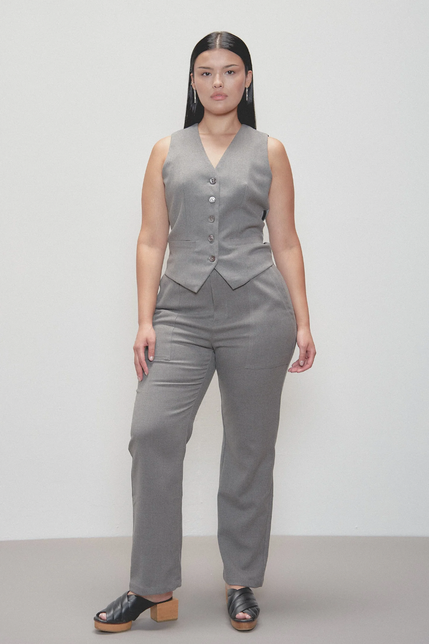 Face Cut Out Trousers in Gray