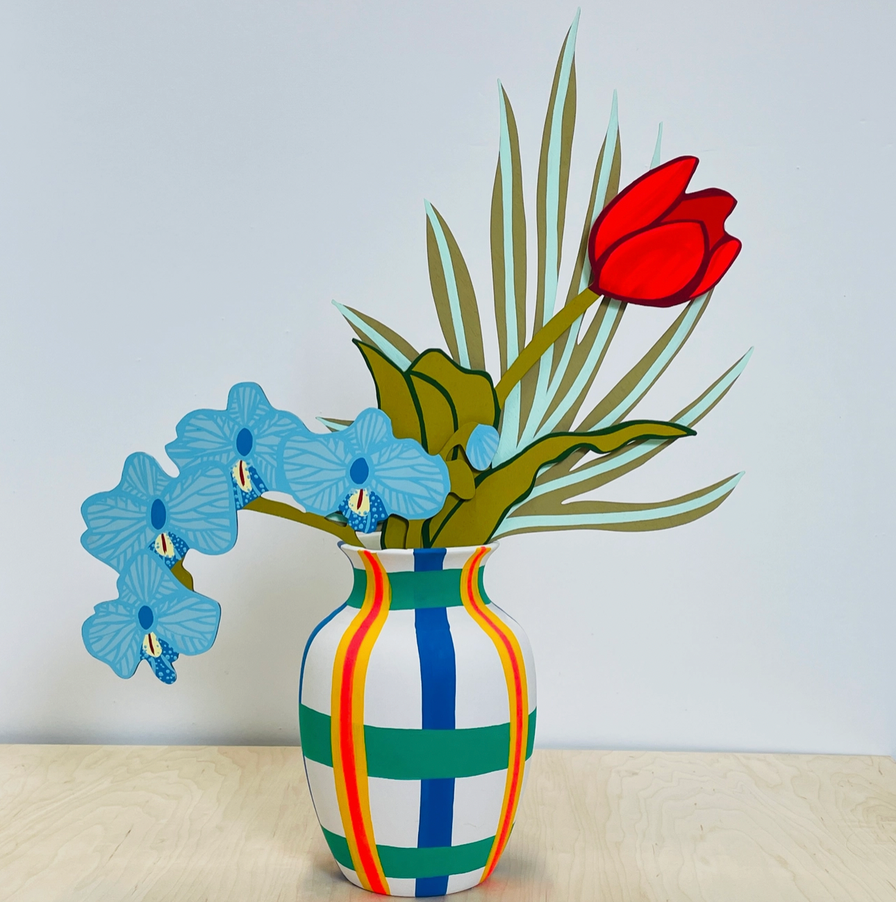 Primary Plaid Vase