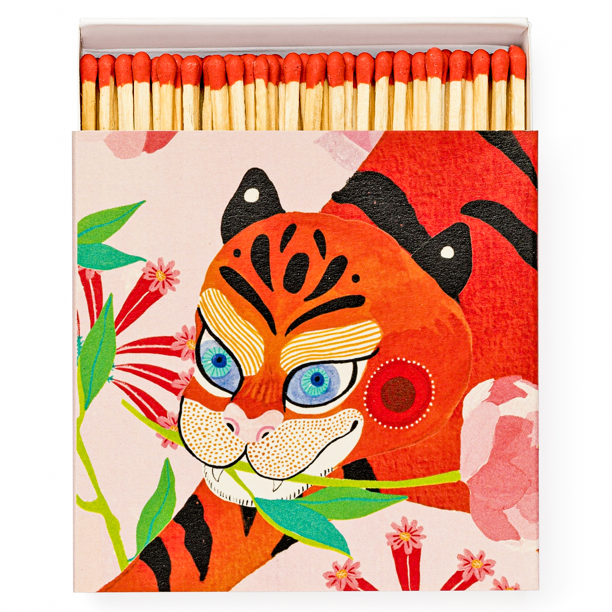 Tiger with Peony | Square - Safety Matches