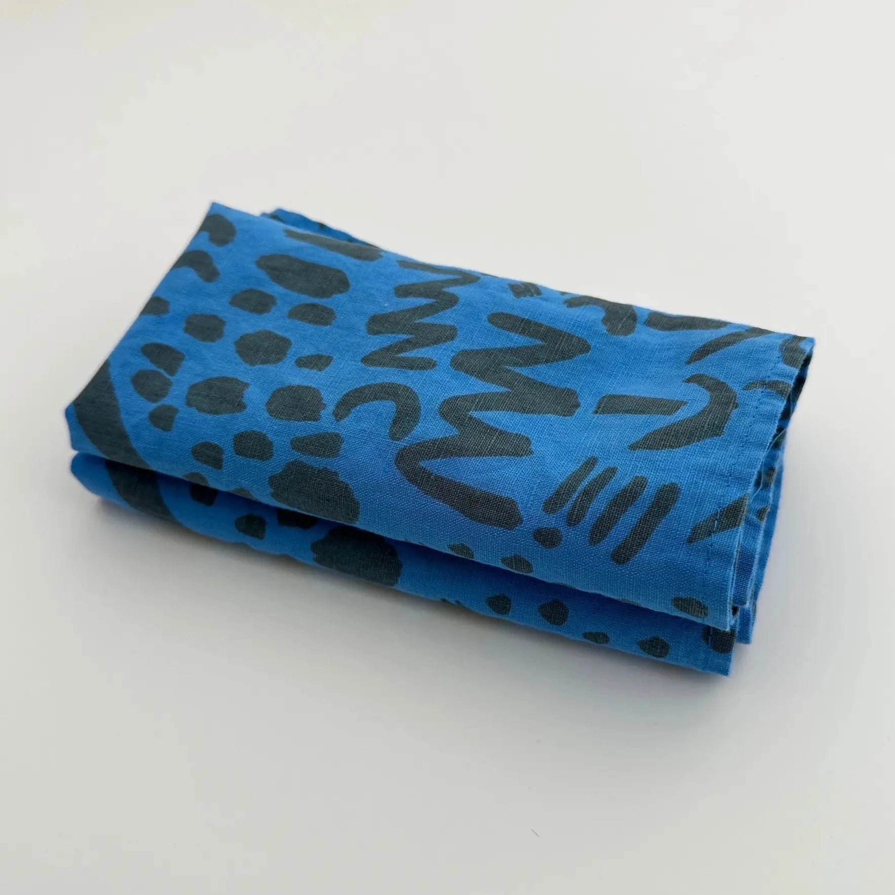 Jenny Pennywood Napkins Set of 2 - Dashes  Charcoal & Electric Blue | Prelude & Dawn | Los Angeles, CA