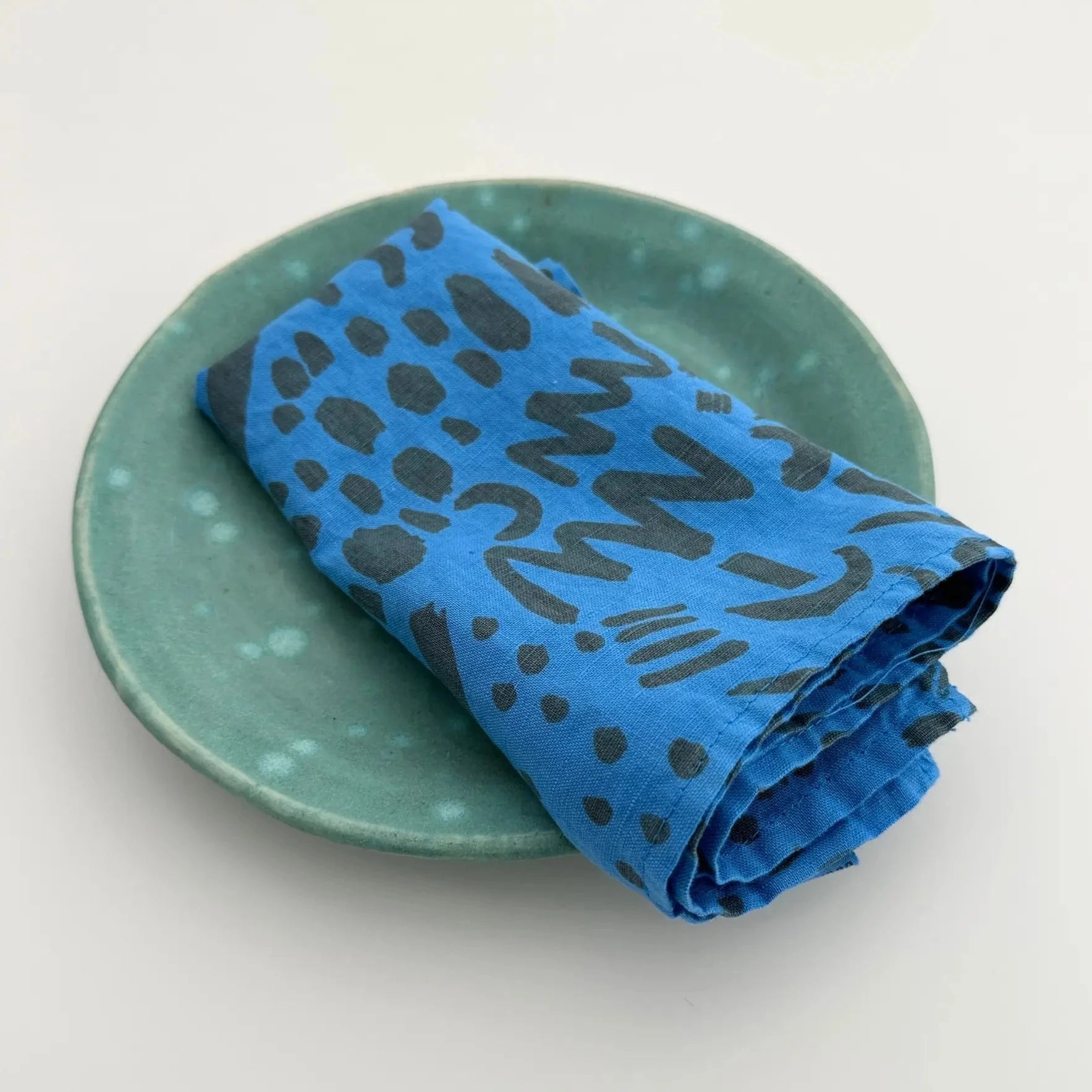 Jenny Pennywood Napkins Set of 2 - Dashes  Charcoal & Electric Blue | Prelude & Dawn | Los Angeles, CA