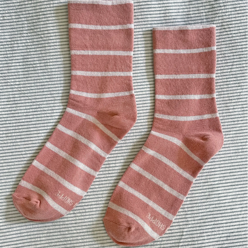 Le Bon Shoppe Wally Socks Clay Stripe | Prelude & Dawn | Los Angeles