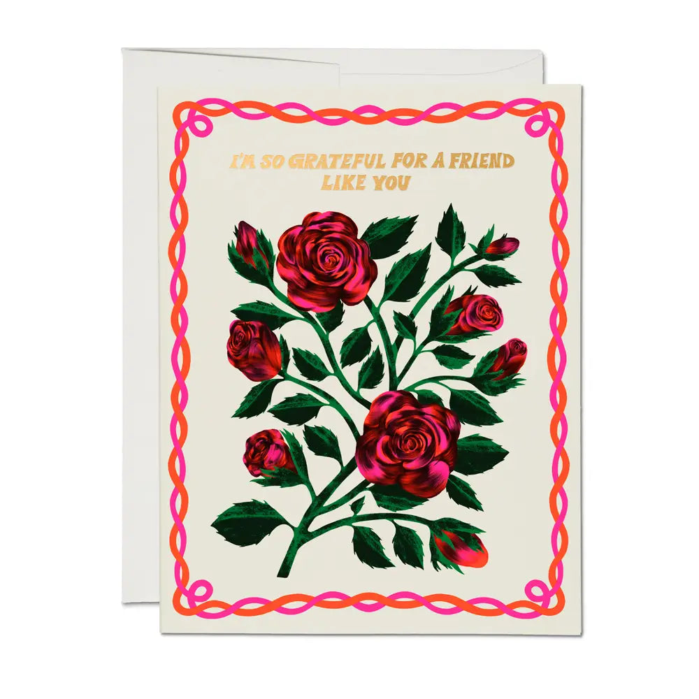 Red Cap Cards | Grateful Roses Greeting Card| Prelude & Dawn | Los Angeles, CA