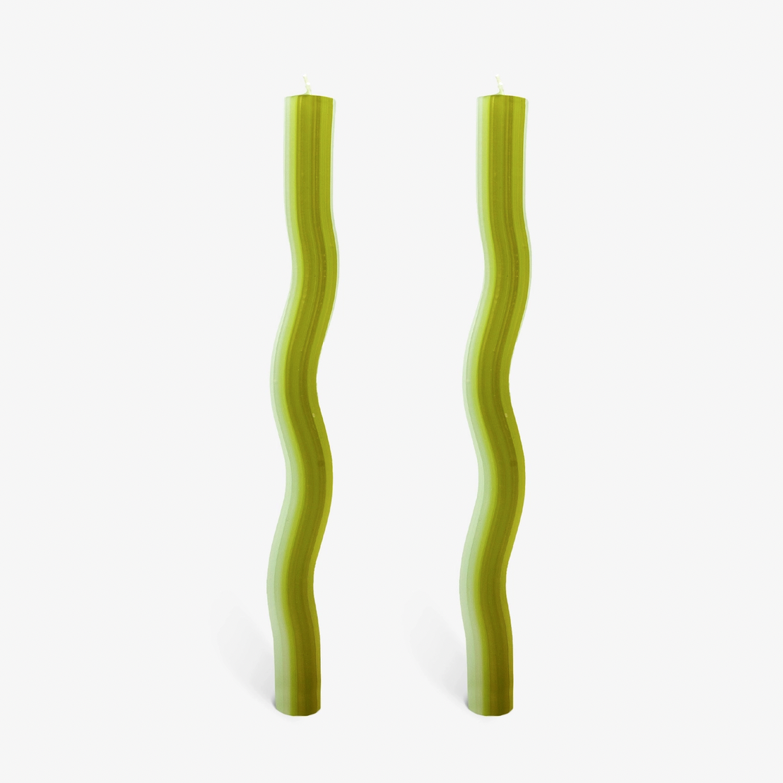 Wiggle Candles (2 Pack) - 11" Vibrant Taper Candles - Green