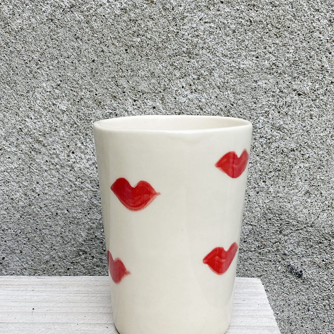 Hand Painted Ceramic Cup with Lips