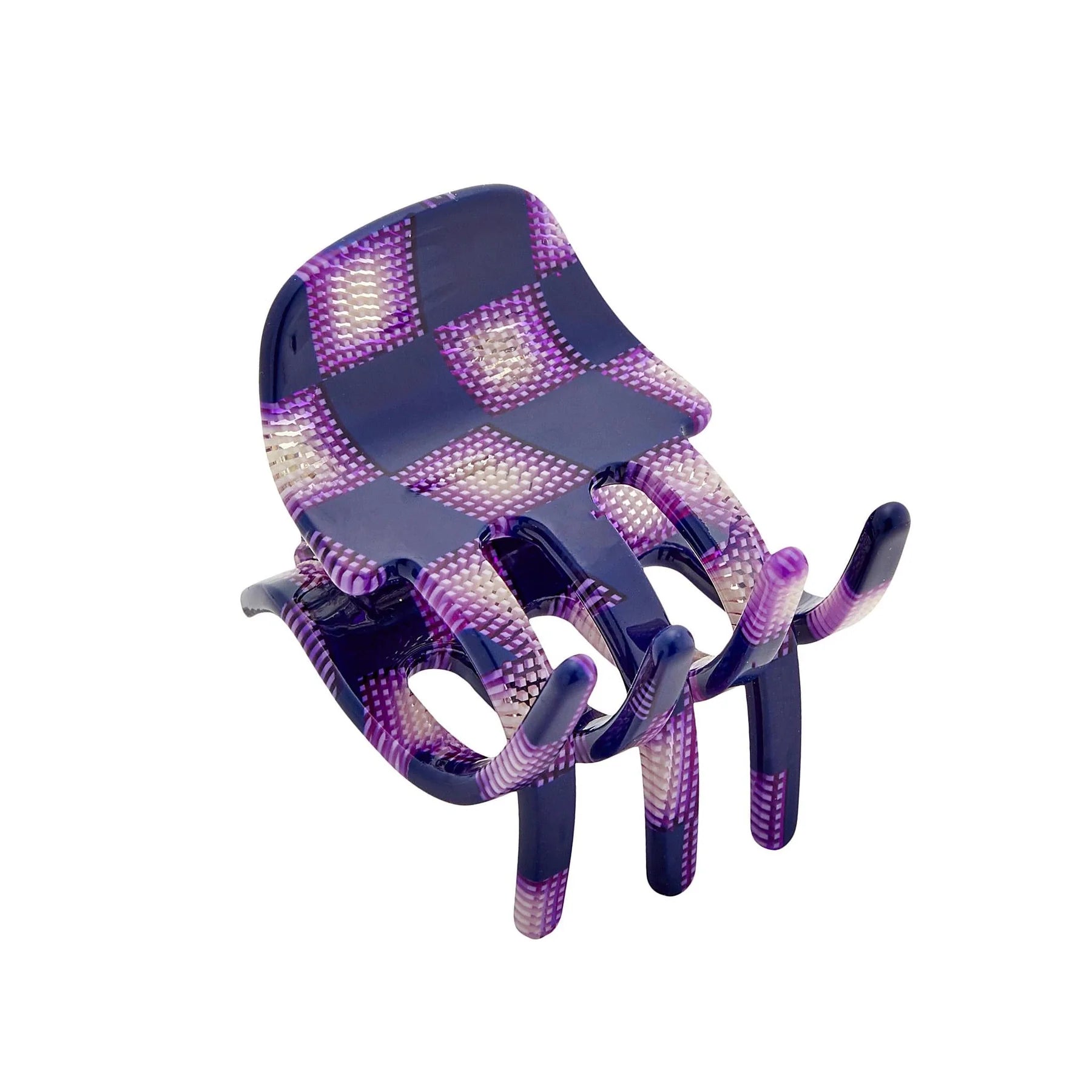 Machete Hair Accessories Mini Claw in Purple Checker | Prelude & Dawn | Los Angeles