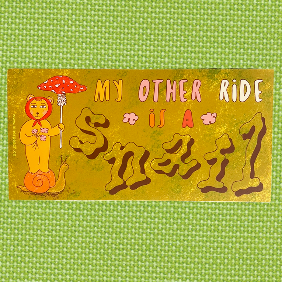 Inner Peach Design - Snail Ride Bumper Sticker | Prelude & Dawn | Los Angeles