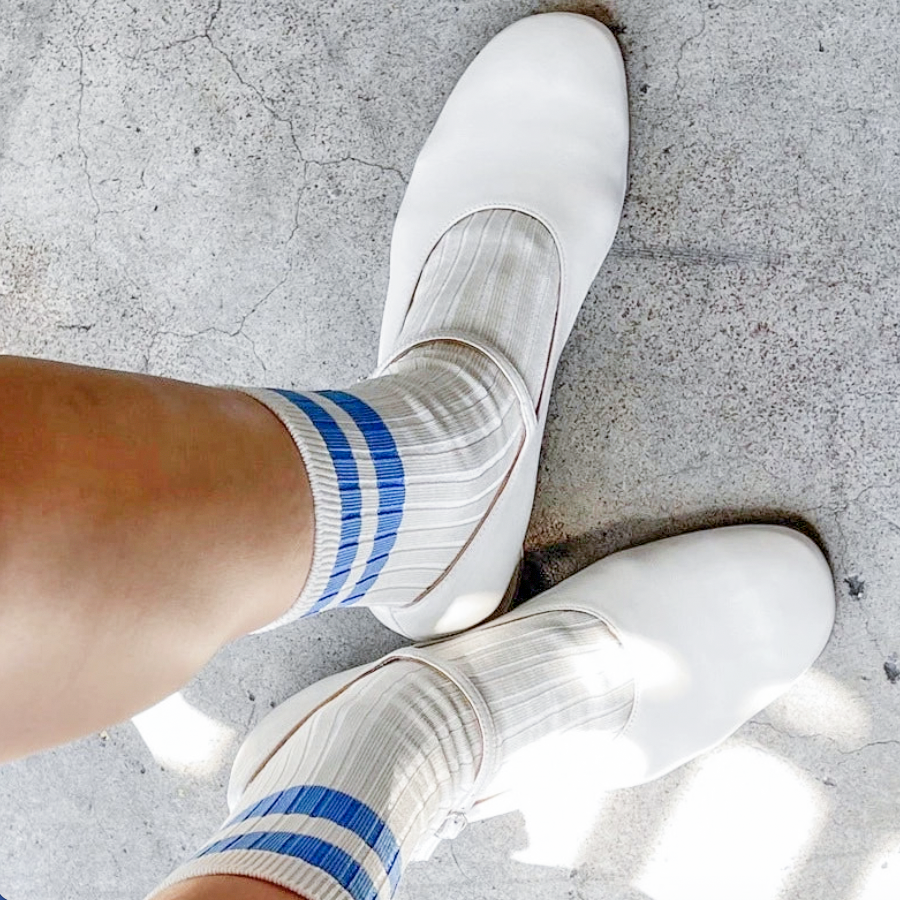 Le Bon Shoppe Her Varsity Socks - White/Blue| Prelude & Dawn | Los Angeles, CA