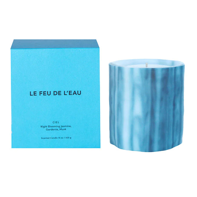 Le Feu De L'Eau Ciel: Night Blooming Jasmine Candle | Prelude & Dawn | Los Angeles, CA