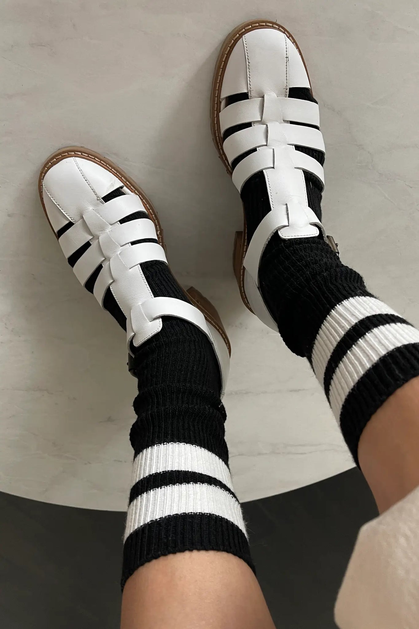 Le Bon Shoppe Grandpa Varsity Socks Black/Sugar Stripe | Prelude & Dawn | Los Angeles