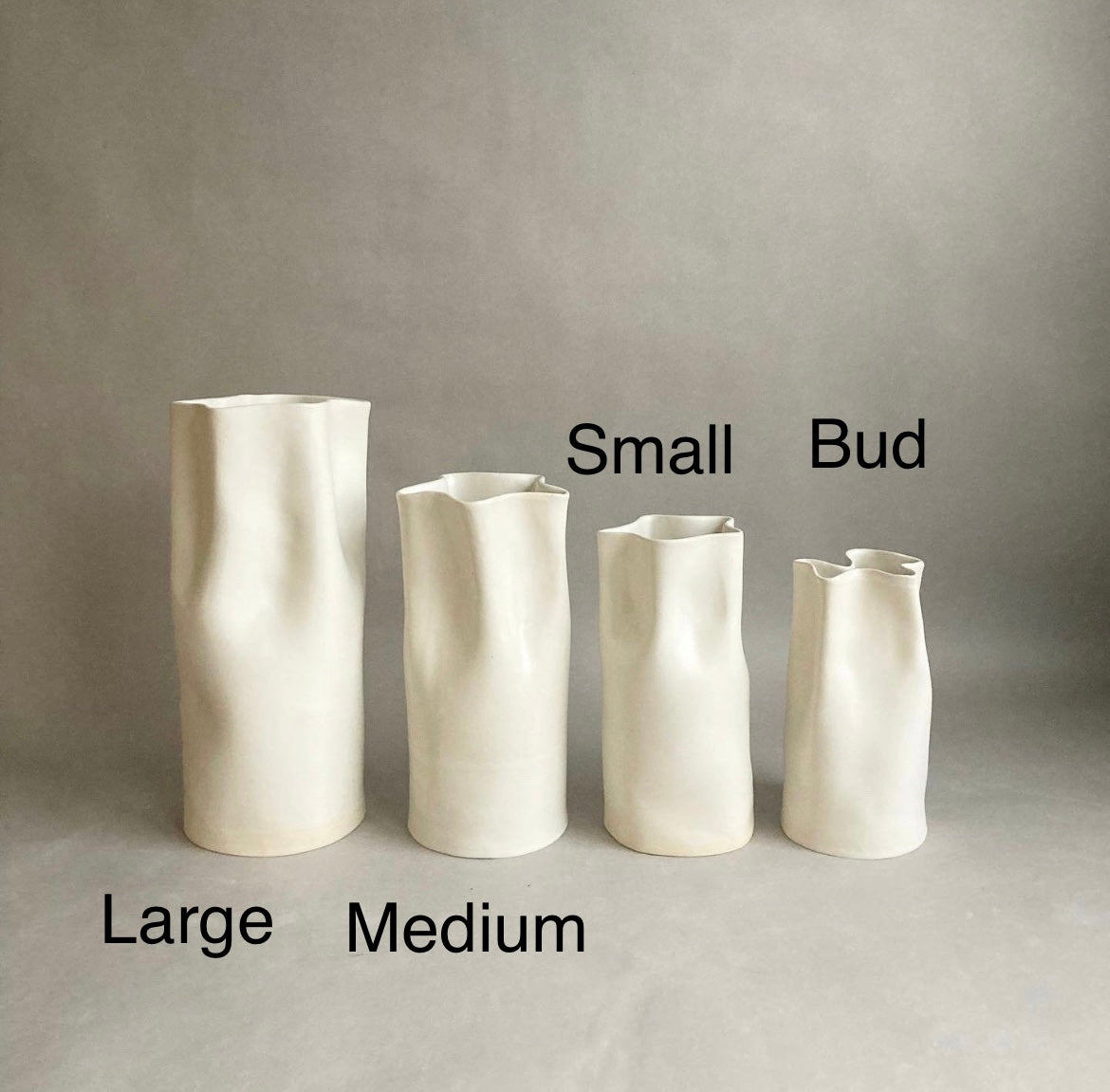 Alicja Ceramics | Satin White Paperbag Vase - Various Sizes (In-Store Pick Up Only) | Prelude & Dawn