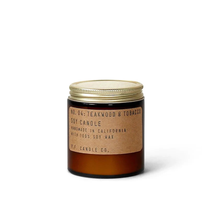 P.F. Candle Co Teakwood and Tobacco Soy 3.5 oz. Candle | Prelude & Dawn | Los Angeles