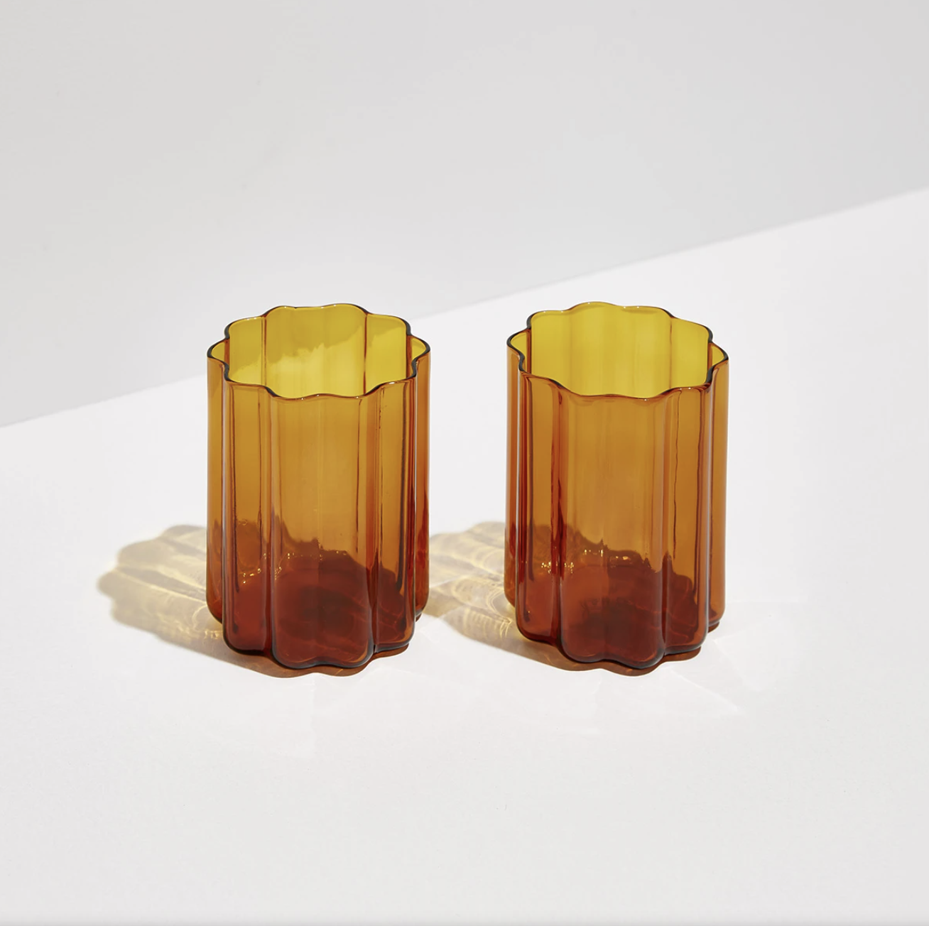 Set of Two Wave Glasses - Amber