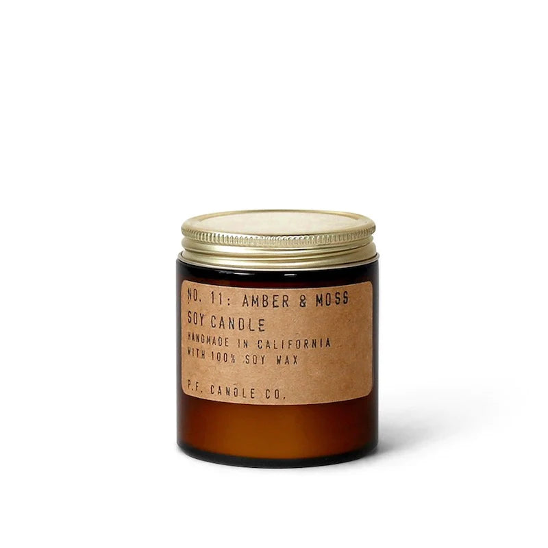 P.F. Candle Co Amber and Moss Soy 3.5 oz. Candle | Prelude & Dawn | Los Angeles