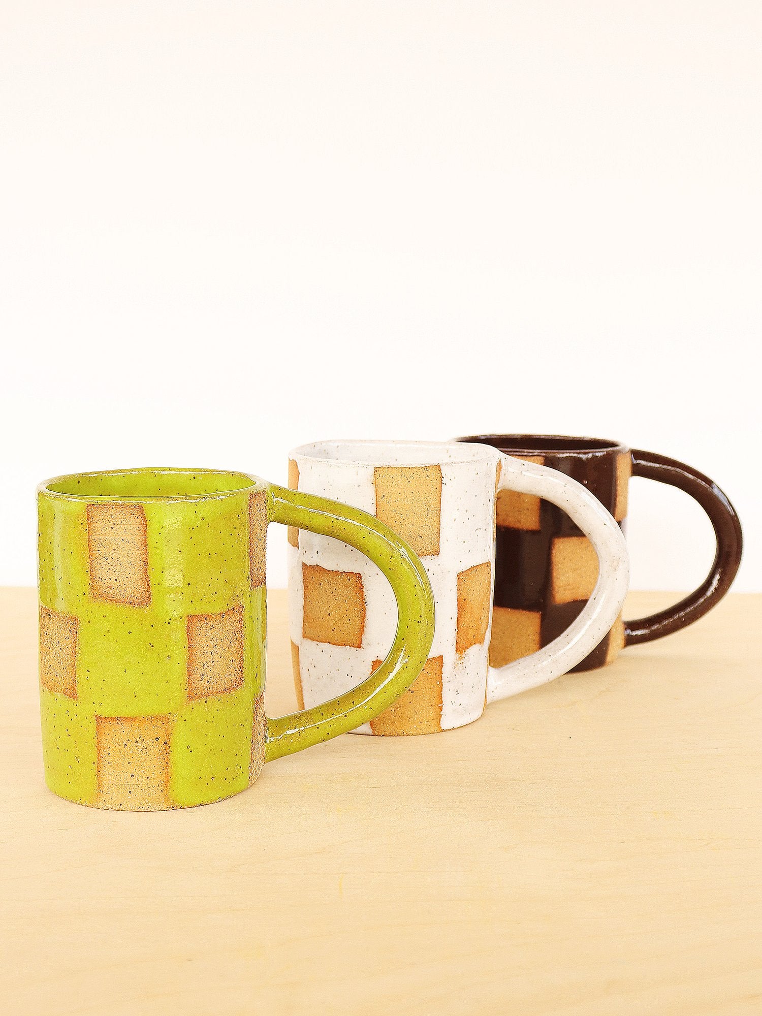 Nightshift Ceramics Lime Checkerboard Mug | Prelude & Dawn | Los Angeles