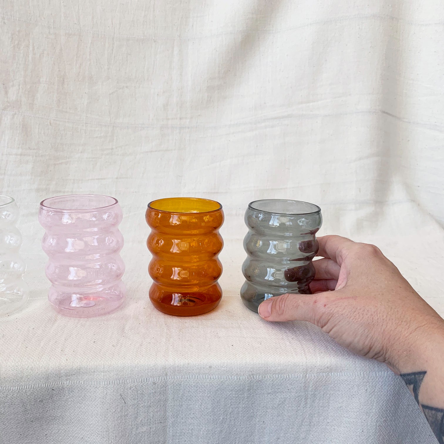 Sophie Lou Jacobsen Glass Ripple Cups Small | Prelude & Dawn | Los Angeles