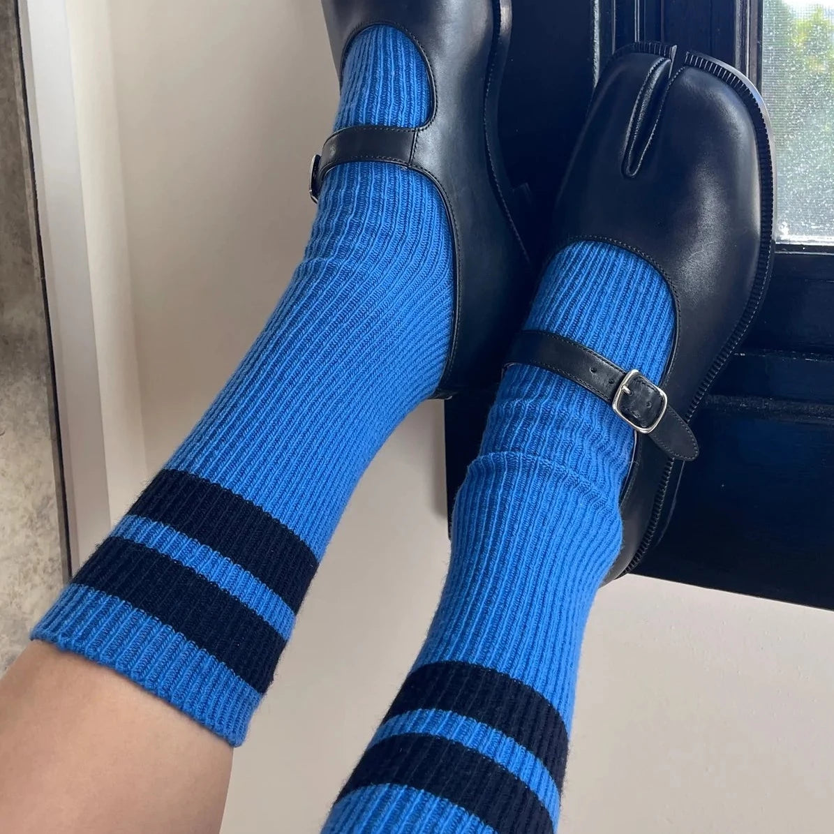 Le Bon Shoppe Grandpa Varsity Socks Blue Navy Stripe | Prelude & Dawn | Los Angeles