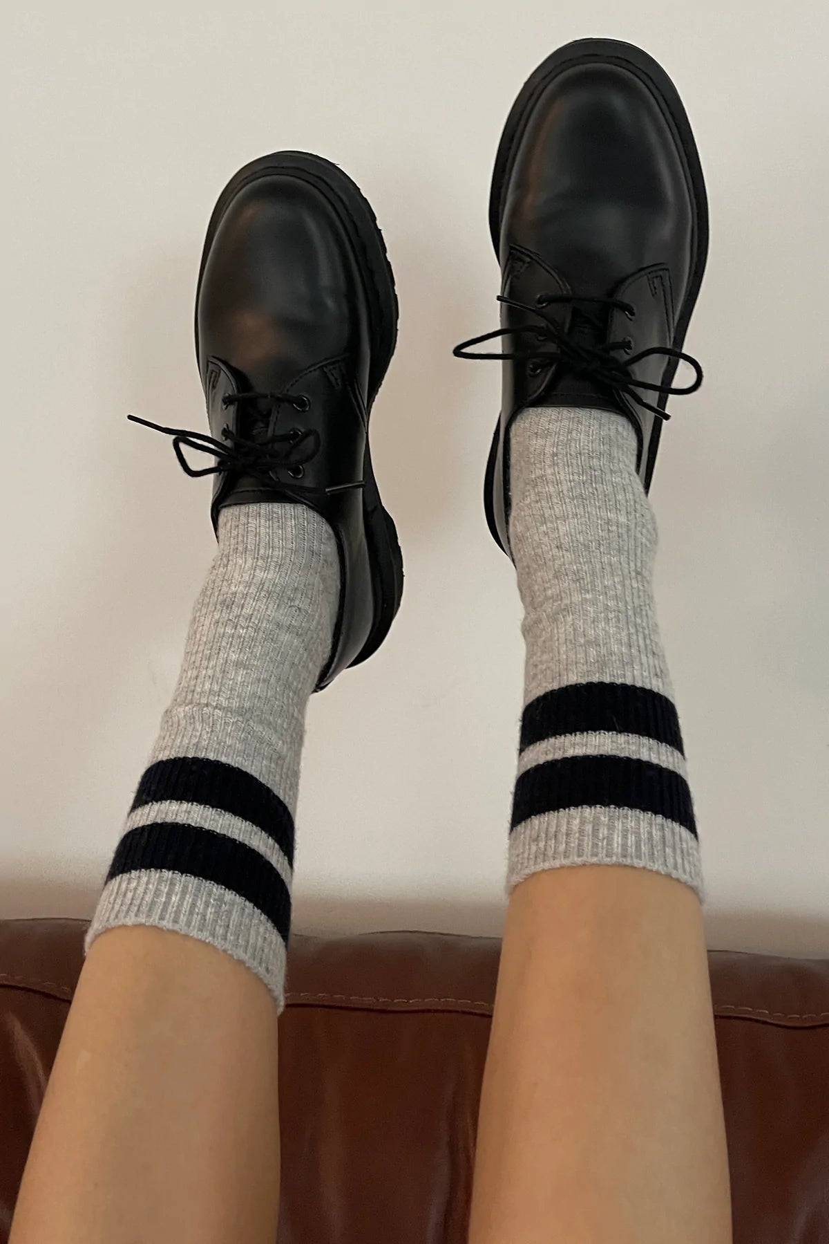 Le Bon Shoppe Grandpa Varsity Socks Grey Navy Stripe | Prelude & Dawn | Los Angeles