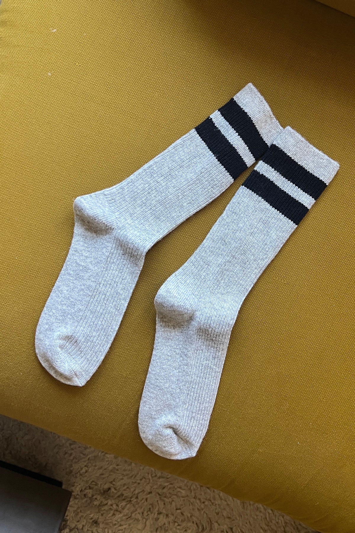 Le Bon Shoppe Grandpa Varsity Socks Grey Navy Stripe | Prelude & Dawn | Los Angeles