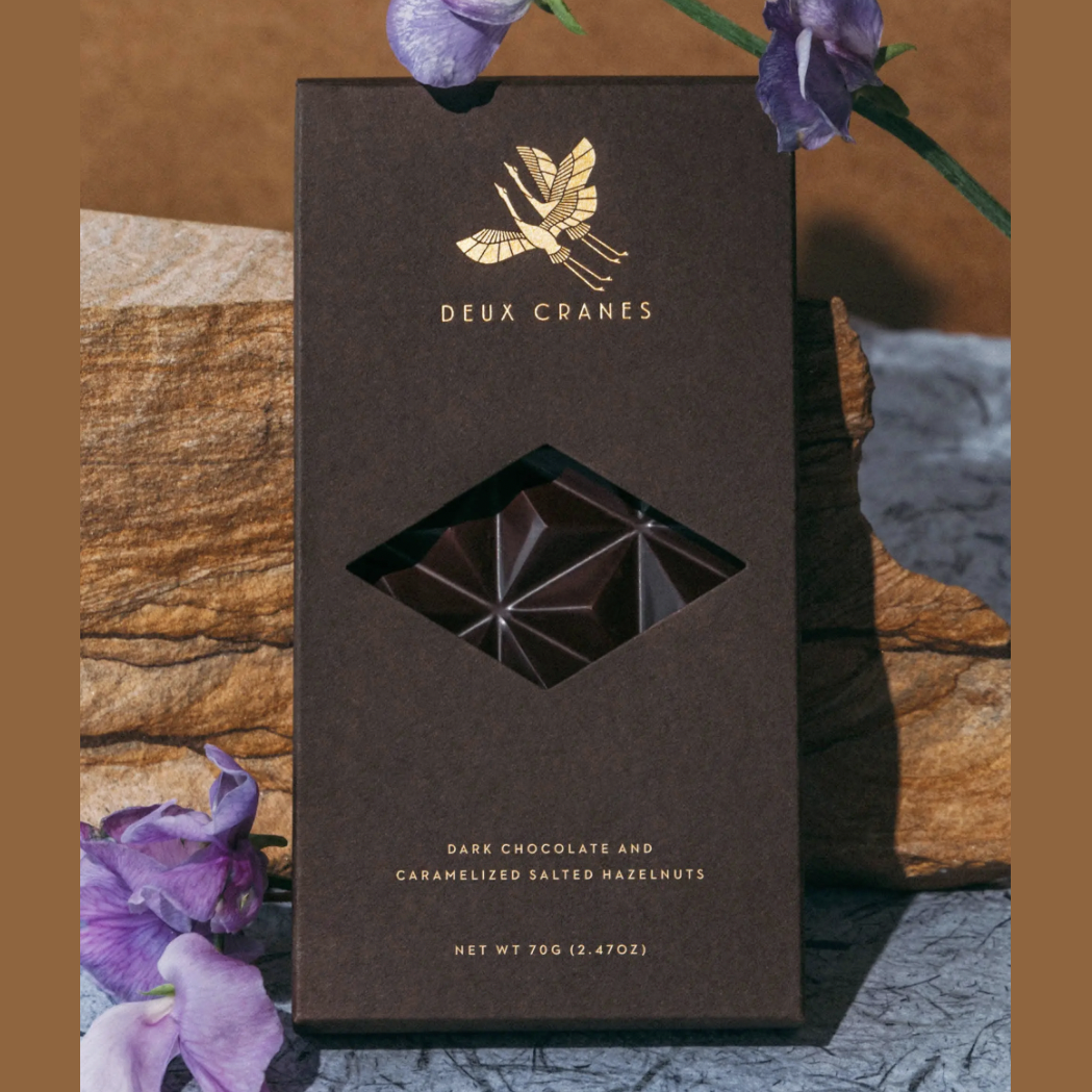 70% Dark Chocolate with Caramelized Hazelnuts (Dairy Free)