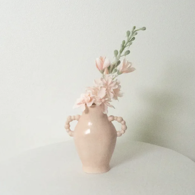 Beaded Vase - Tea Rose