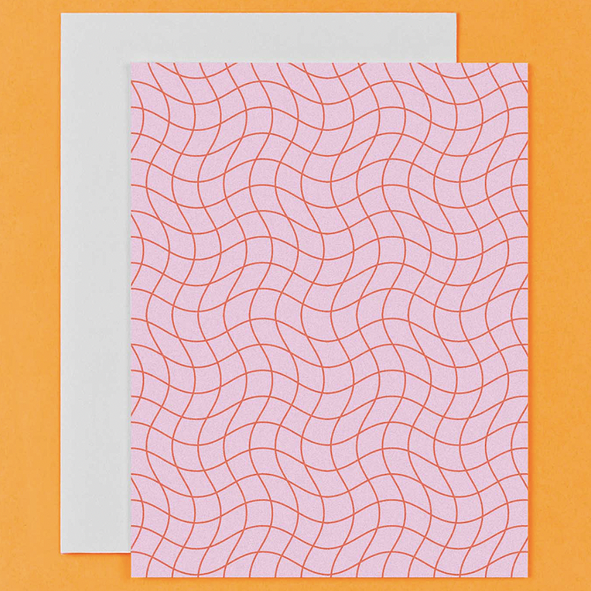 Wavy Grid Pattern Card - Box Set of 8