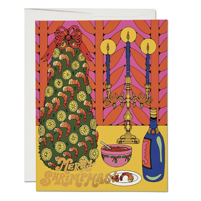 Red Cap Cards | Merry Shrimpmas Holiday Greeting Card| Prelude & Dawn | Los Angeles, CA