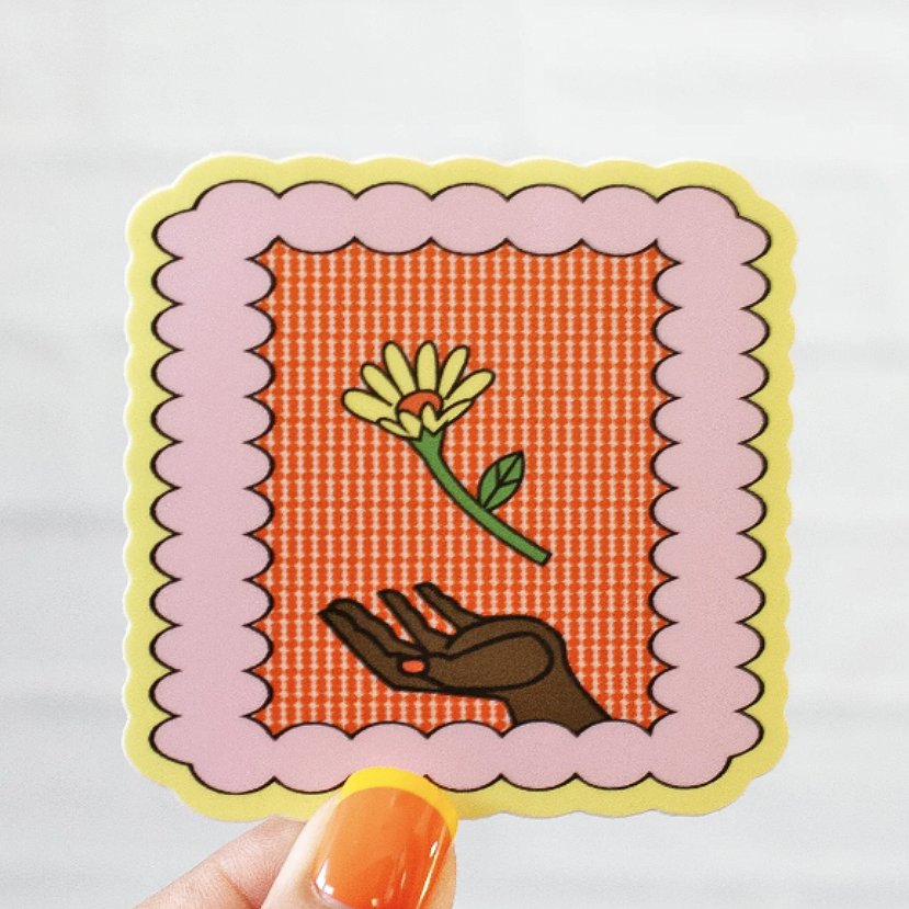  ETERNAL SUNDAY Hand + Flower Sticker | Prelude and Dawn Los Angeles CA
