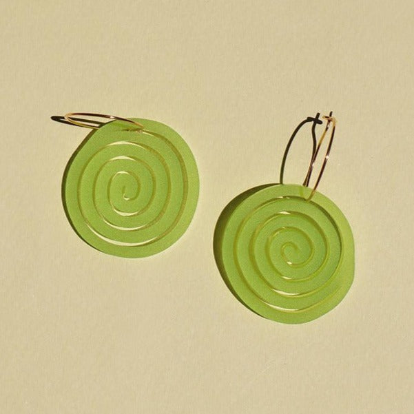 Other Shapes Swirlie Girlies Earrings in Frosted Lime | Prelude & Dawn | Los Angeles