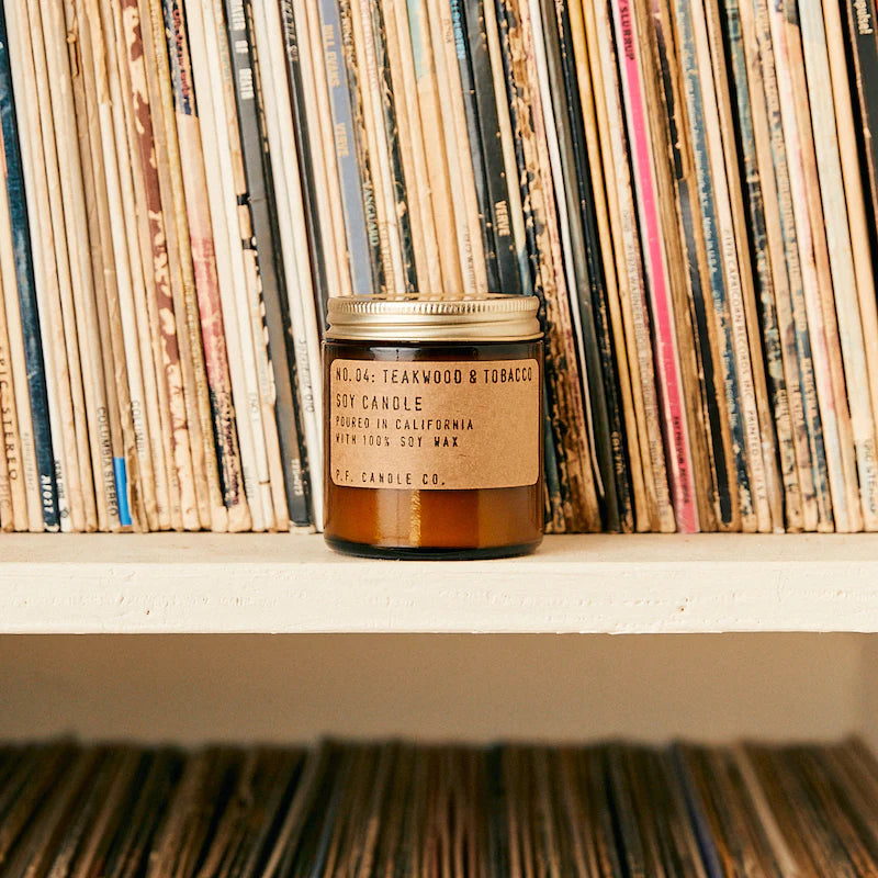 P.F. Candle Co Teakwood and Tobacco Soy 3.5 oz. Candle | Prelude & Dawn | Los Angeles