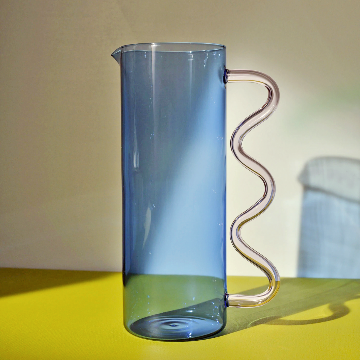 Wave Pitcher - Blue with Pink