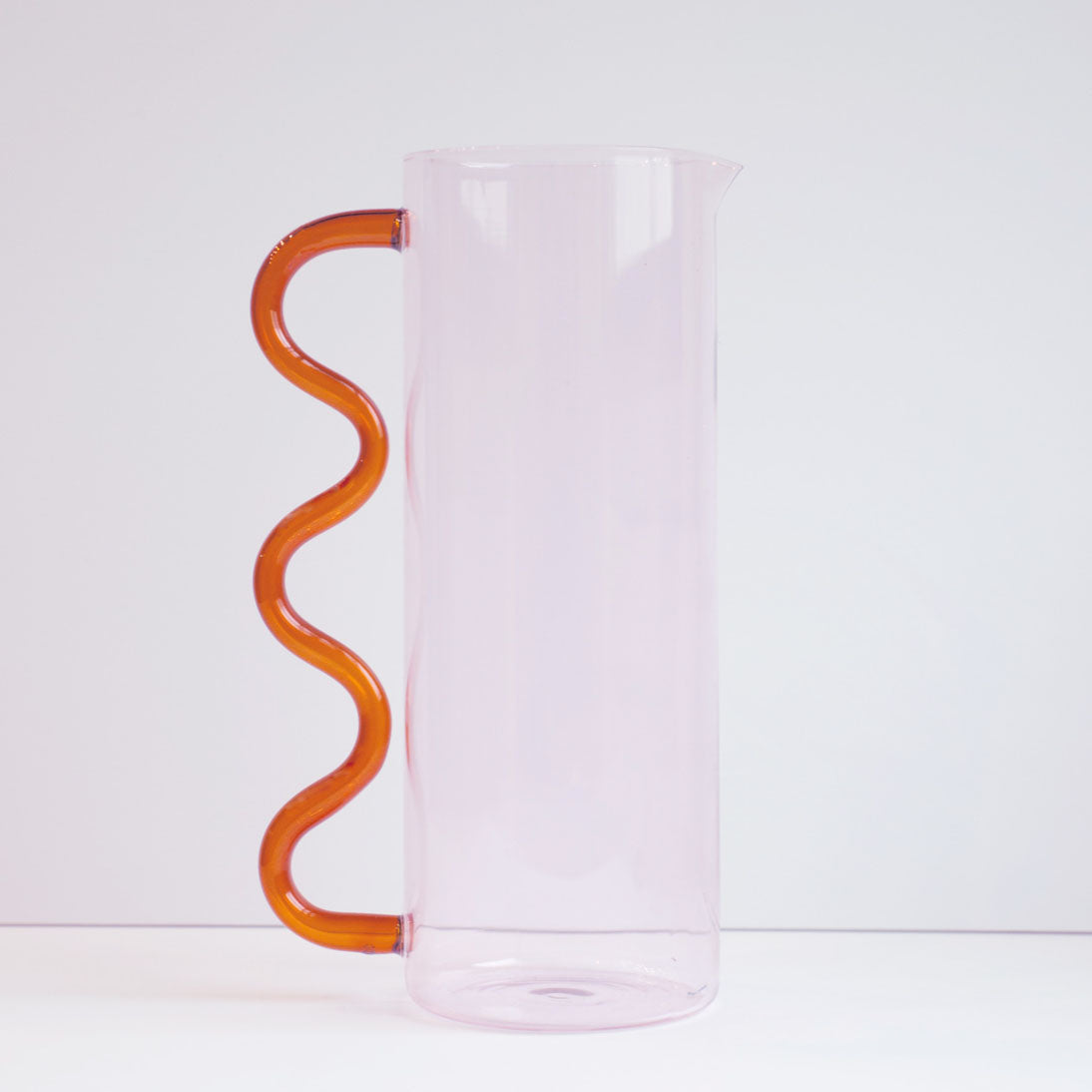 Wave Pitcher - Pink with Amber
